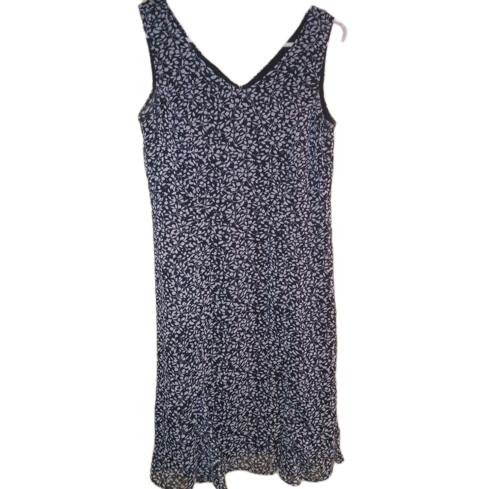 Danny & Nicole Black & White Sleeveless Floral Dress 8P Cottagecore Minimalist‎